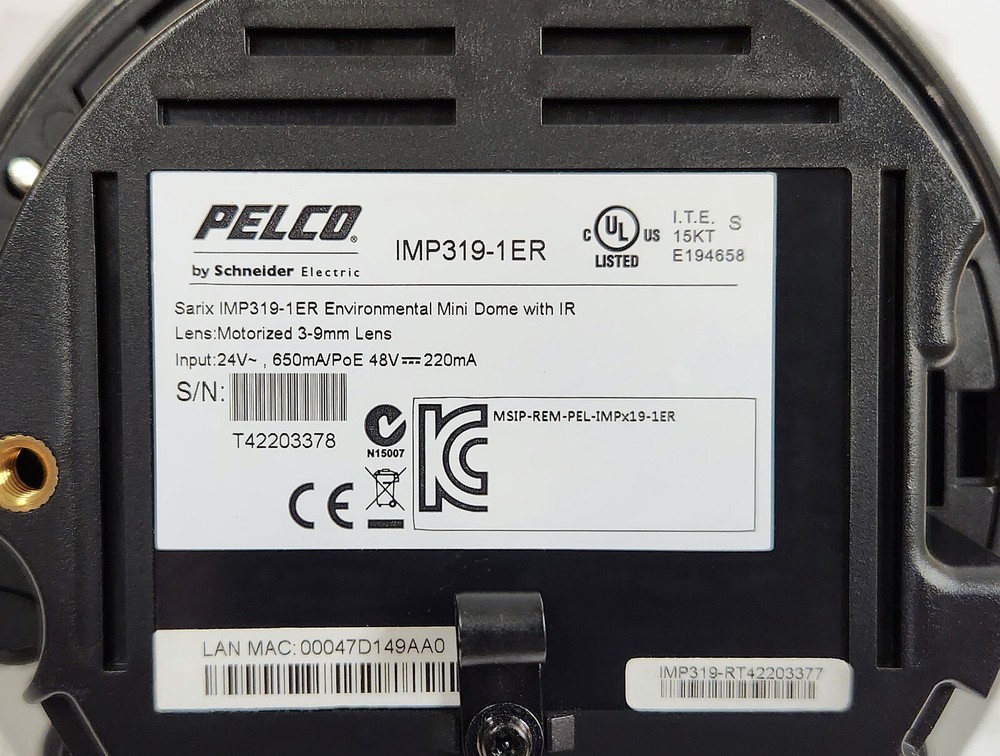 Pelco IMP319-1ER "Environmental mini dome with IR"