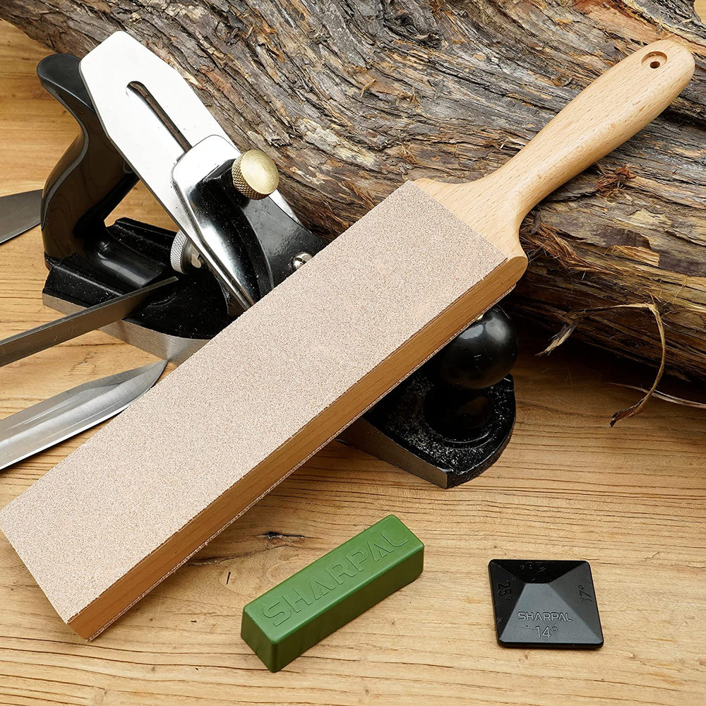 Double-Sided Leather Strop 13.2" X 2.4" Kit with 2 Oz. Polishing Compound