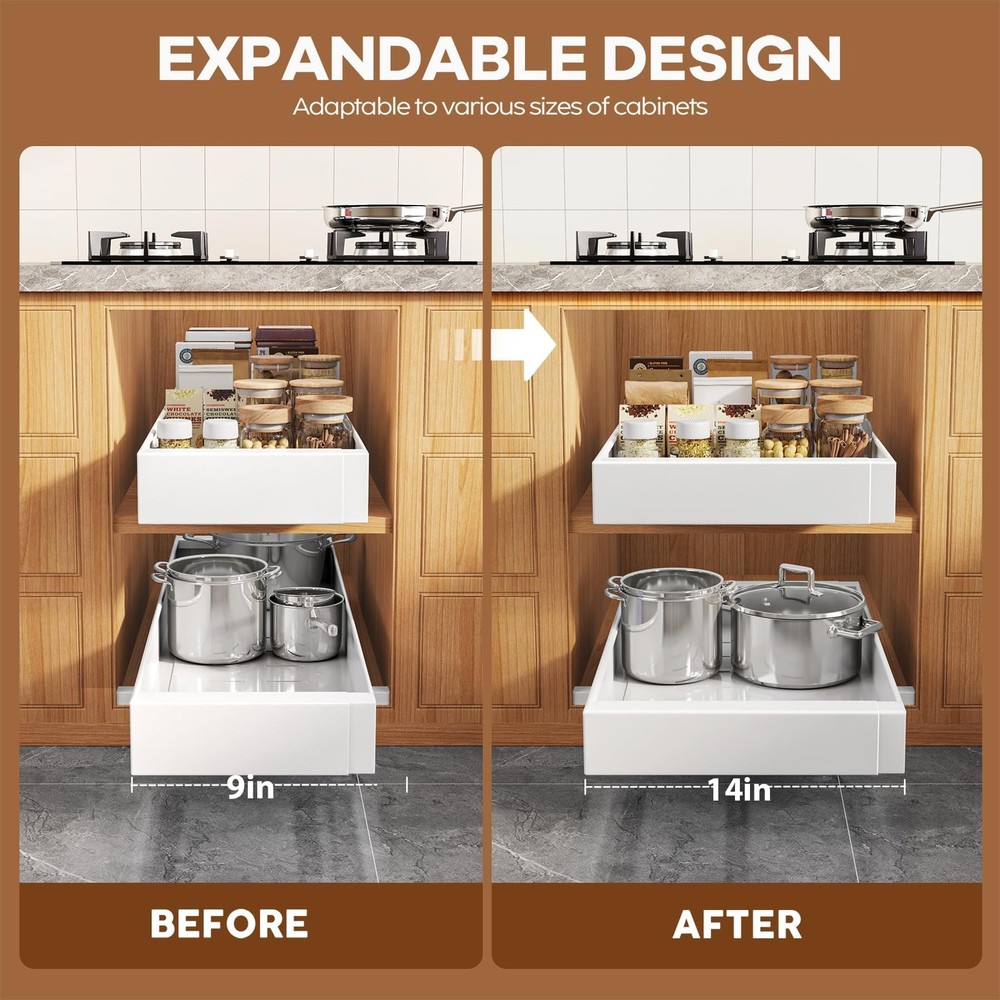 Organize Deep Cabinets Instantly - 4 Pack Pull Out Drawers