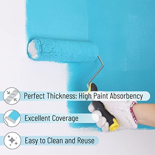 Bates - Paint Roller, 9 inch, Roller Frame with 2 Covers, Roller Naps 9 inch,