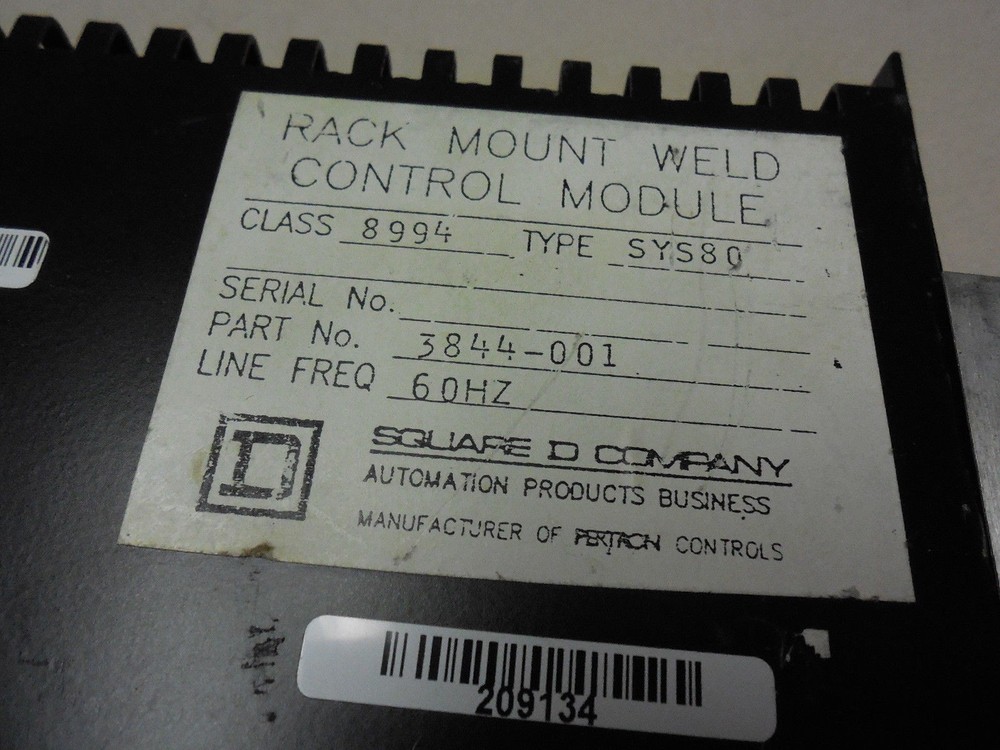Square D SY/MAX 8994-SYS80 Rack Mount Weld Control Module Used (I3)