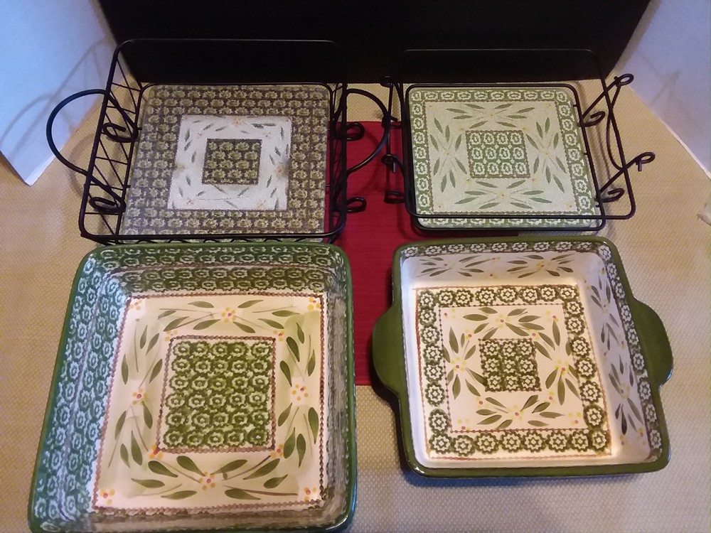 Temp-tations 7 pc Old World Green Bakeware Set Baking Set Cookware