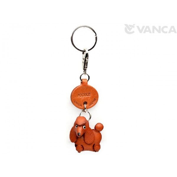 Poodle Leather Dog Keychain