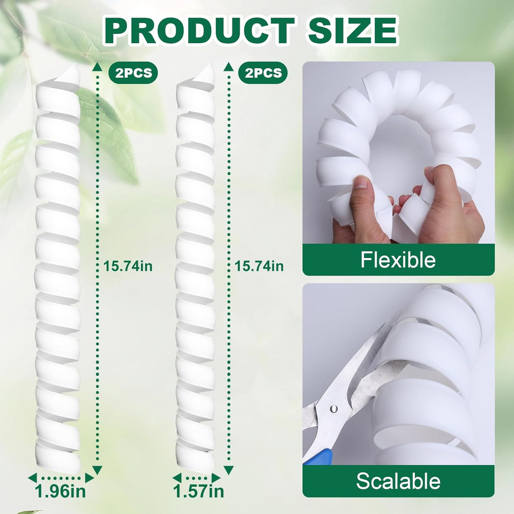 4PCS Tree Trunk Protector Guard, 2 Size Plastic Spiral Tree Bark Protector Tree