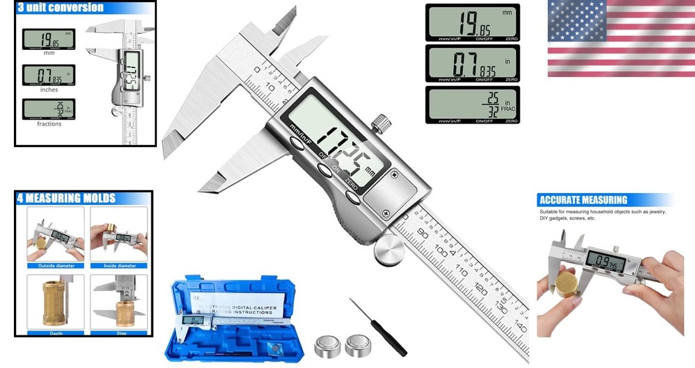 Digital Calipers Measuring Tool 6 Inch | Digital Vernier Caliper...