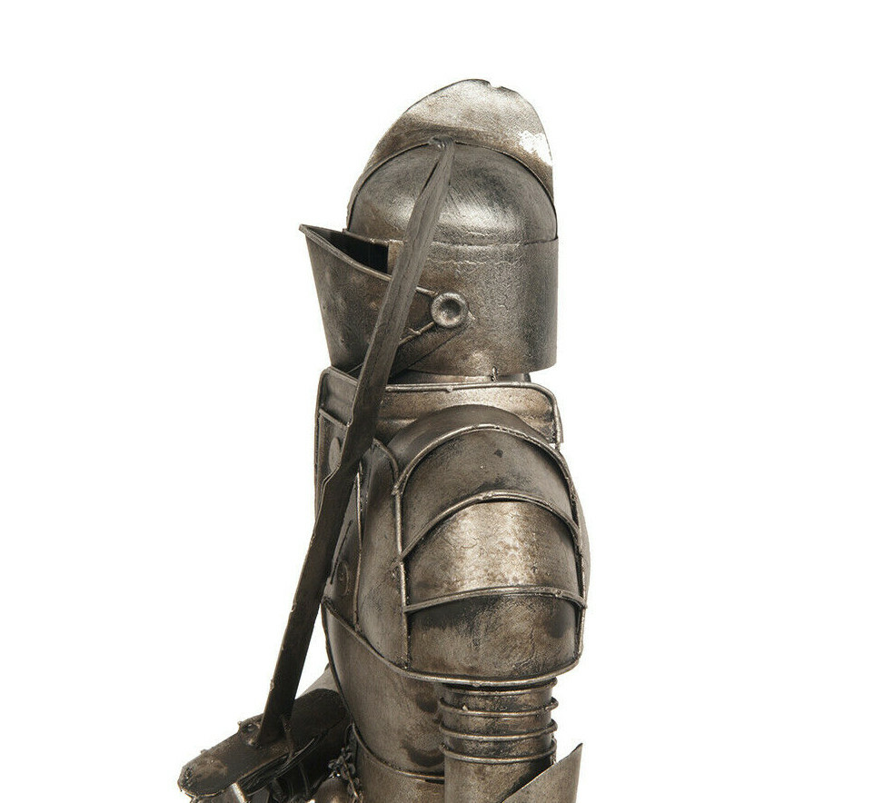 Medieval Knight Suit Of Armor Statue w Sword Metal Model 18" Figurine Home Decor