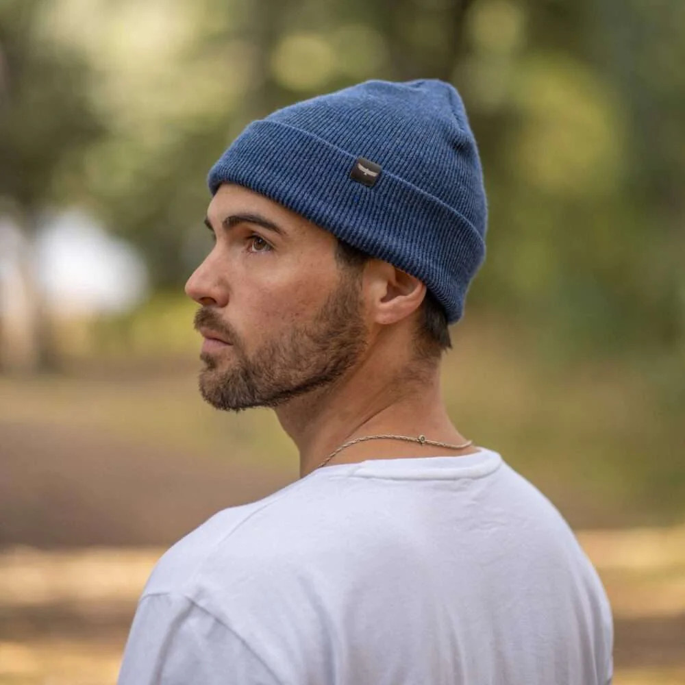 Trown Blue Foldover Beanie for Cold Weather