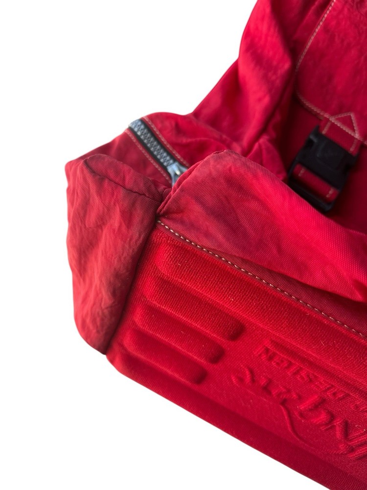 VTG 90’s Kipling Red Nylon Backpack Large Flap Buckle Drawstring Padded Back