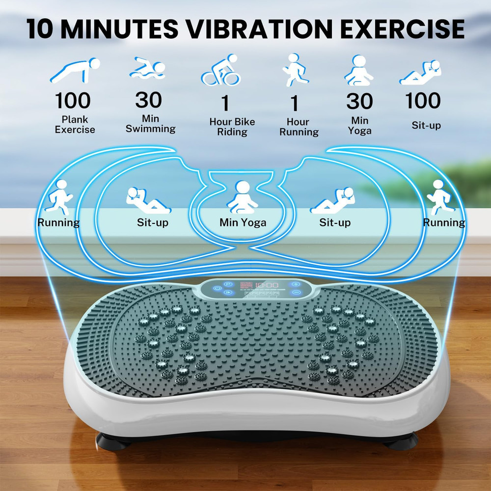Vibration Plate Exercise Machine, Lymphatic Drainage Machine for Weight Loss, 10