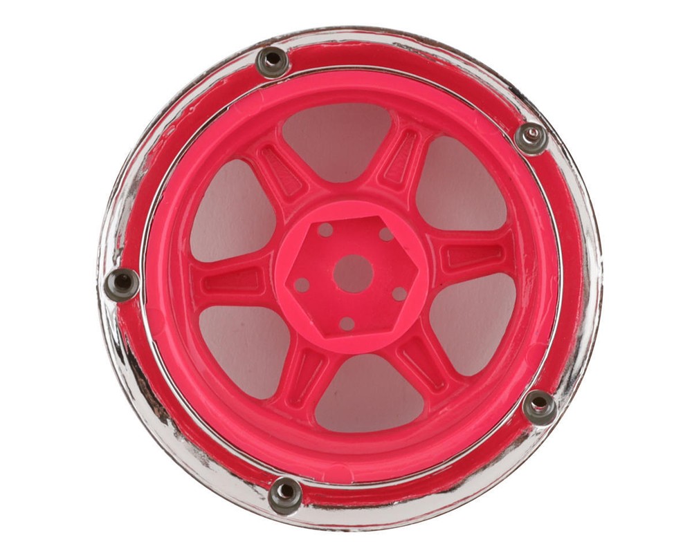 DS Racing Drift Element 6 Spoke Drift Wheels (Pink Face/Chrome Lip/Black Rivets)