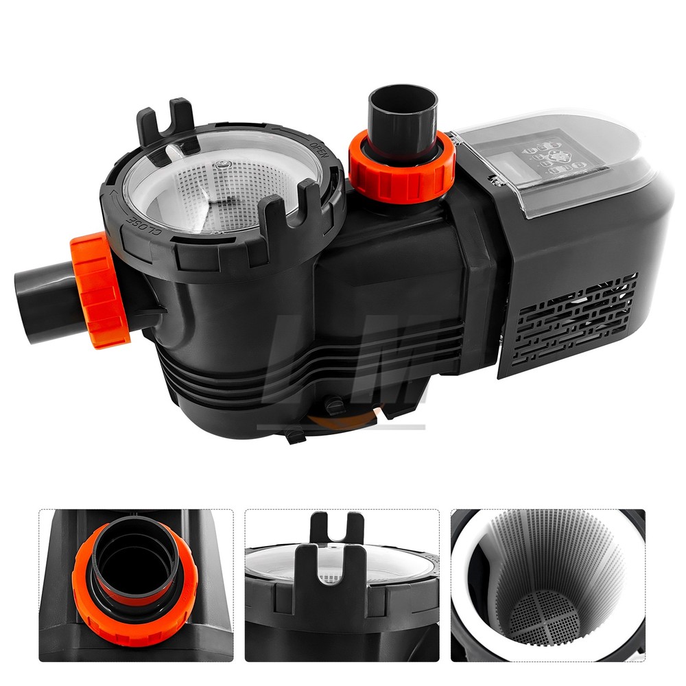 For Inground Pool 2.5HP Variable Speed High Flow Pump 10567GPH Energy Efficient