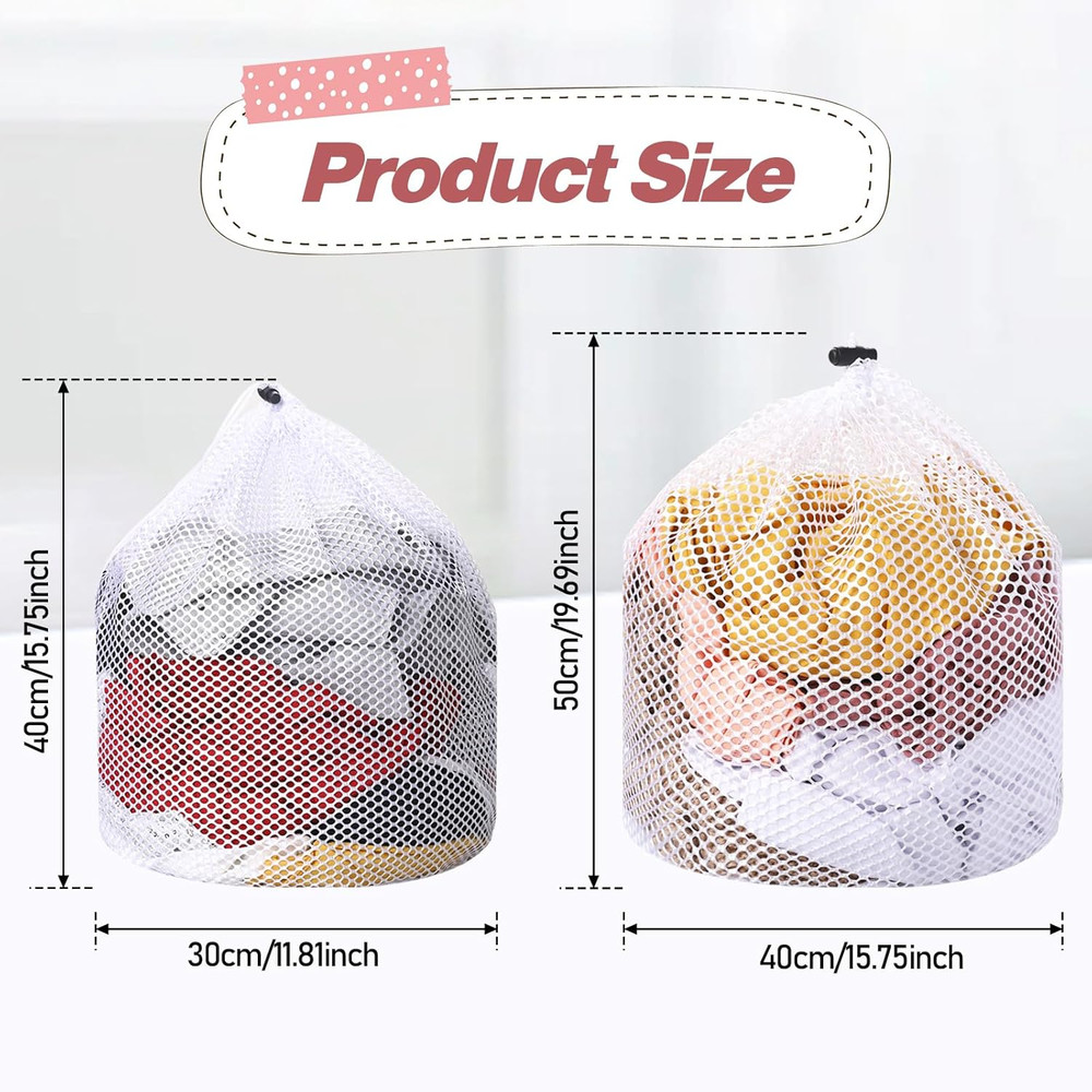 2Pcs Mesh Laundry Bags for Socks, Machine Washable Drawstring Design Mesh Laund