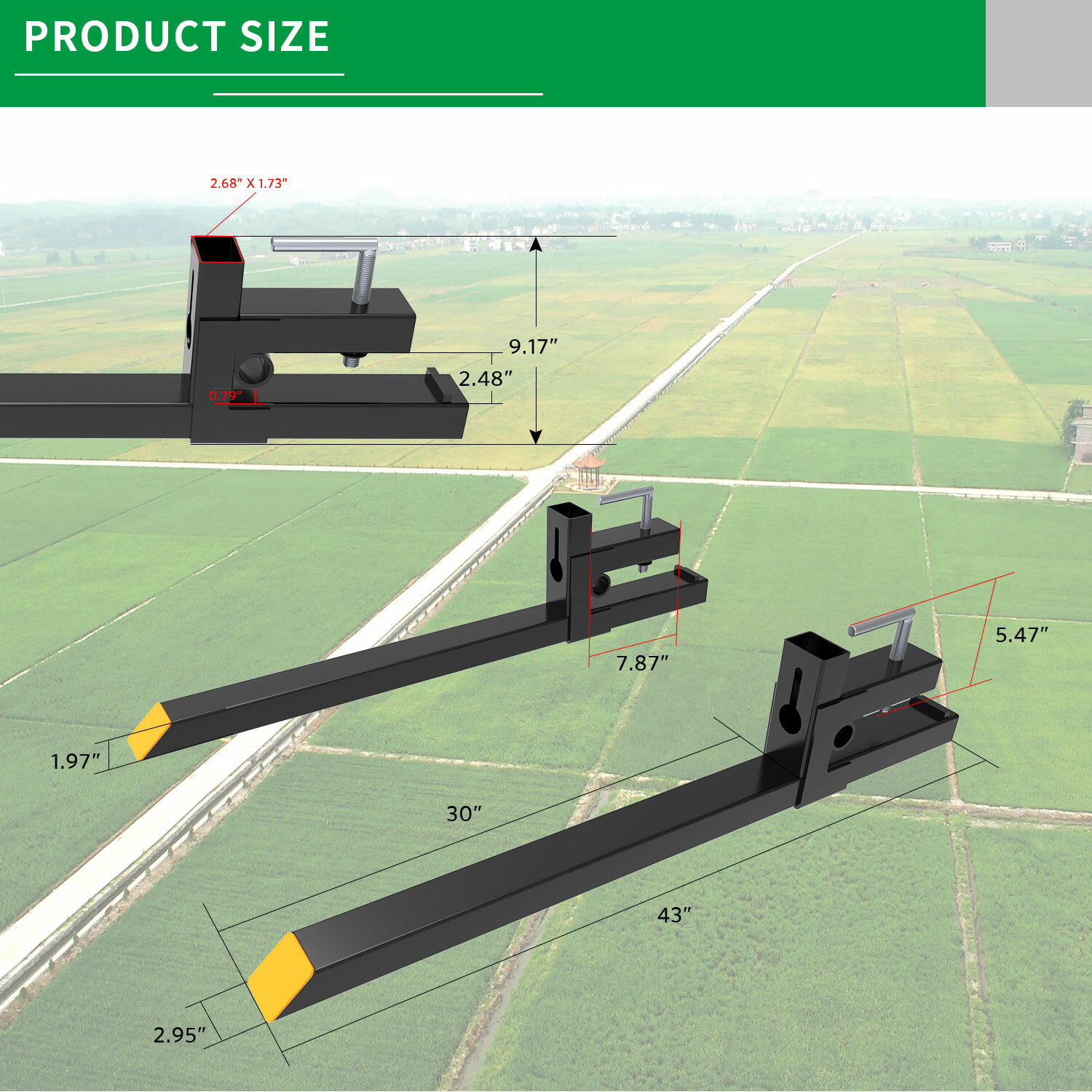2000lb 4000lb Tractor Pallet Fork Bucket Clamp on Skid Steer Loader 43'' 60''