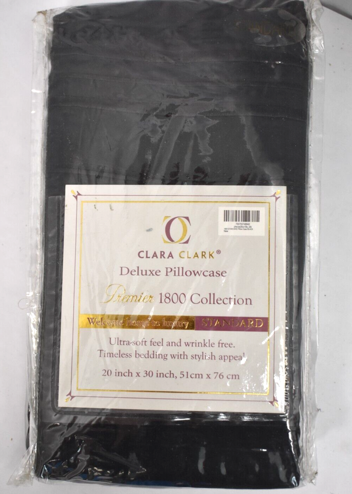 Clara Clark Pillow Cases Standard Size Black 2 Pack Lightweight Microfiber
