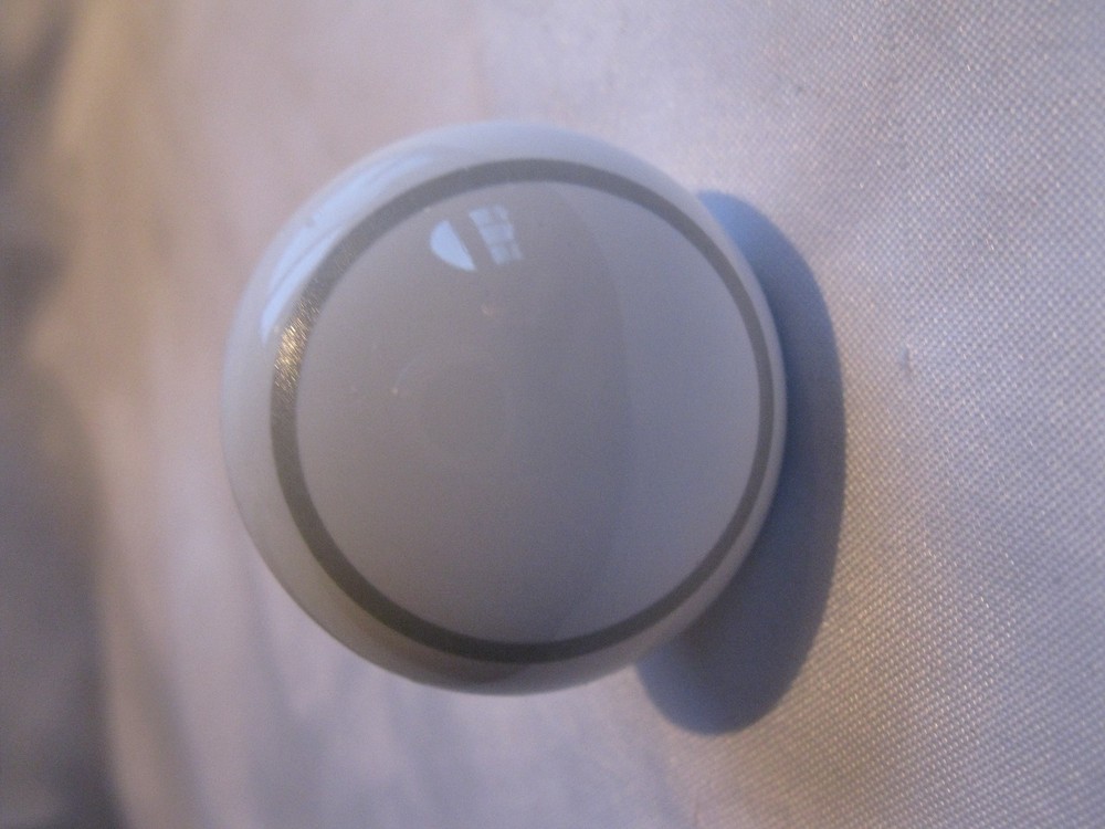 White Ceramic Drawer Pull Knob With Gray Grey Circle On Front With Screw