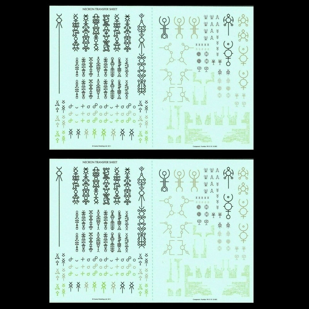 Warhammer 40k Necrons 2 TRANSFER SHEETS - New