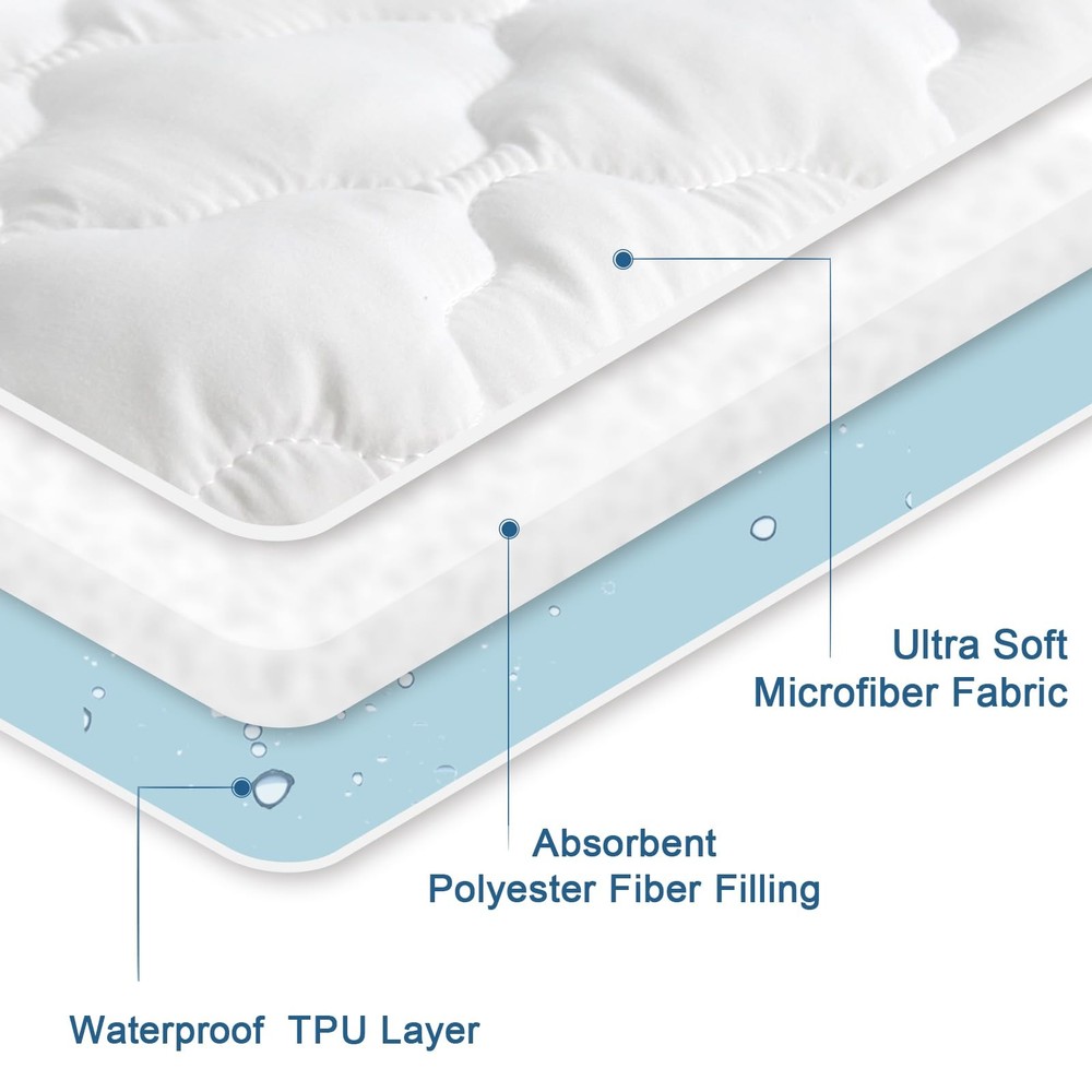 Split Top King Mattress Protector Pad Waterproof Quilted, 34" Top Split from ...