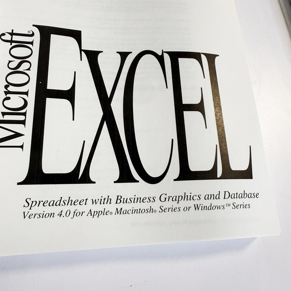 Microsoft Excel for Windows 4.0 Upgrade Version 3.0 Vintage Software READ ALL