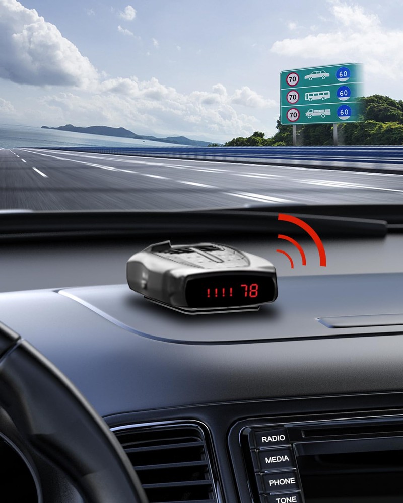 Radar Detector Mount with Dashboard Hook-and-Loop Installation, Tool-Free Set...