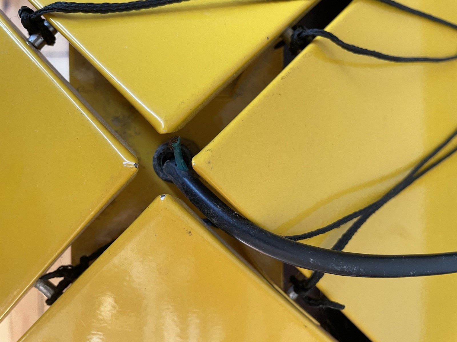 Vintage Hanging Lamp by Rodney Kinsman for Bieffeplast Postmodern Italy yellow