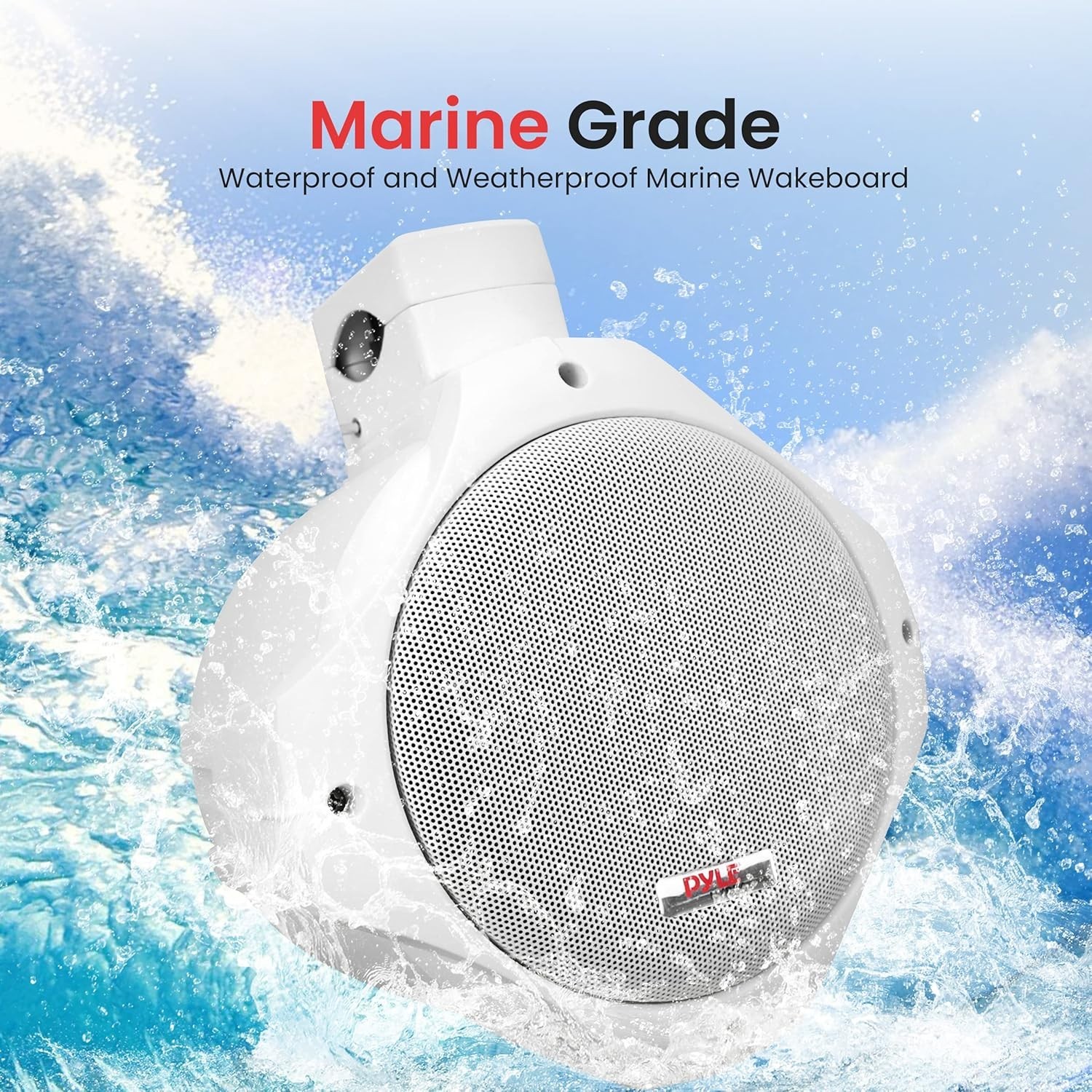 Pyle Waterproof Marine Wakeboard Tower Speakers - 6.5in Dual Subwoofer, 200 W