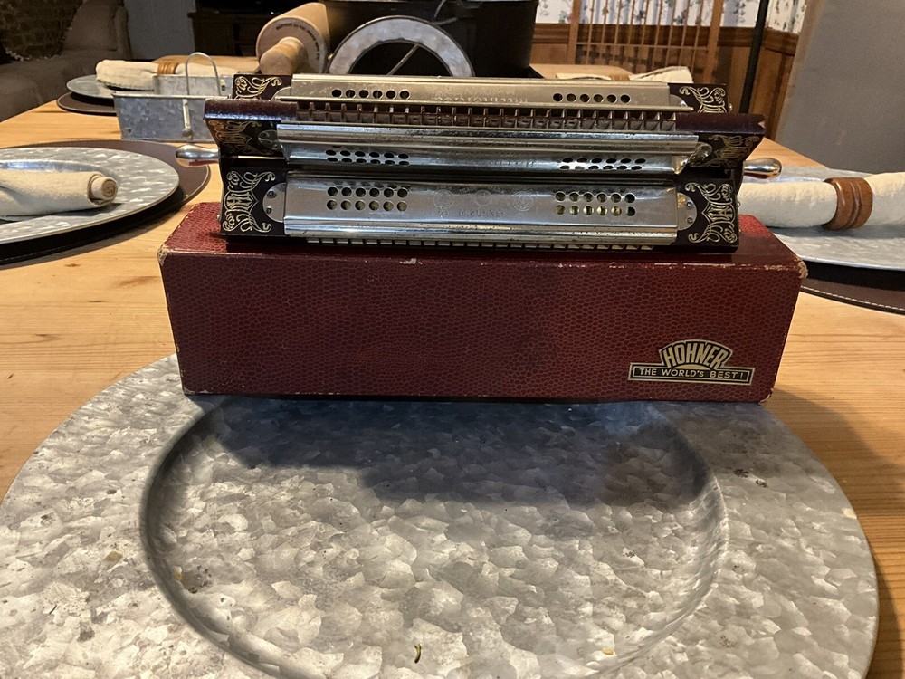 HOHNER Germany 4 Side HARMONICA Tremolo W/ Box