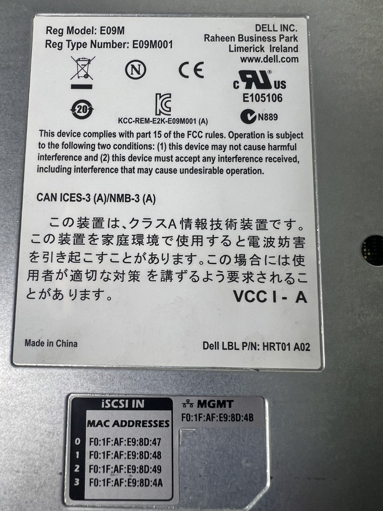 Dell EqualLogic Control Module TYPE 11 Controller Module E09M001 E09M 674757 Ser