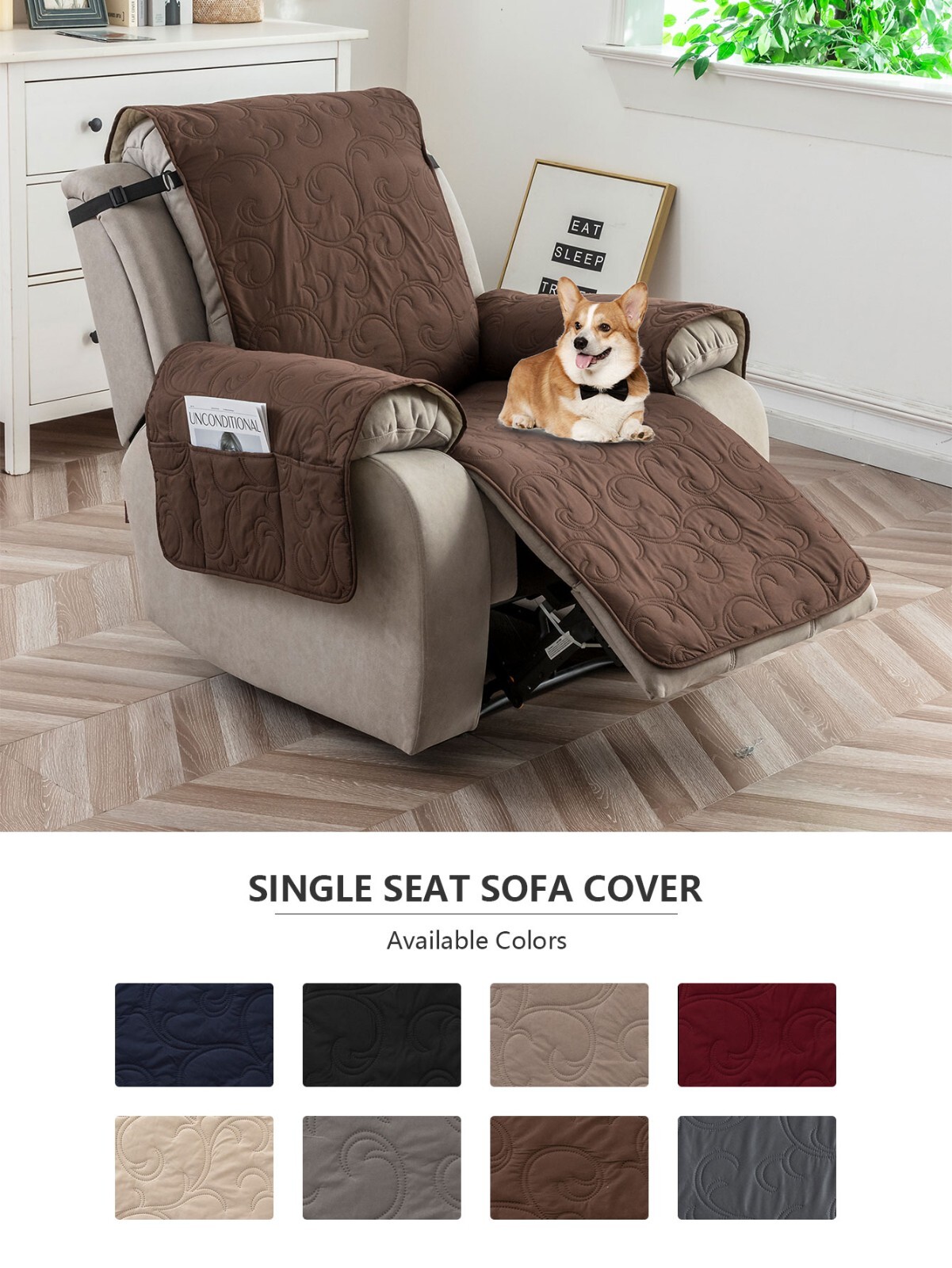100% waterproof recliner cover, non-slip washable recliner cover, living room,
