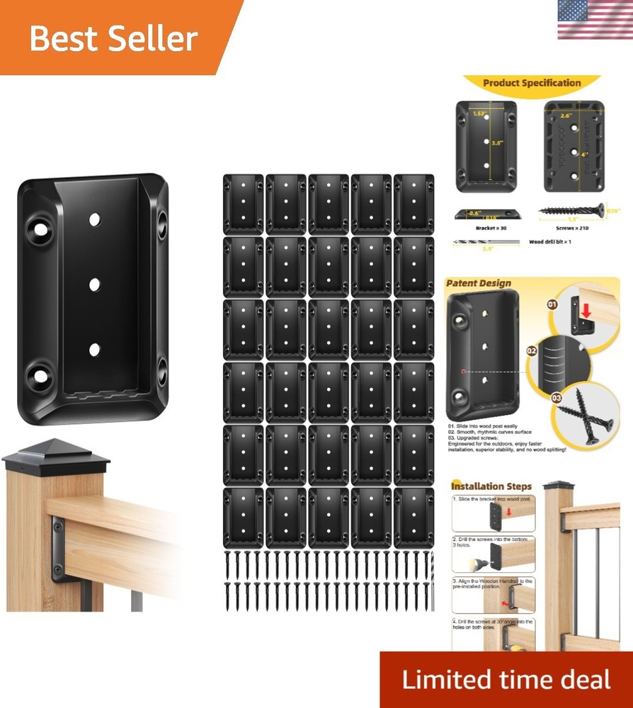 Secure 30 Pcs Deck Railing Bracket Kit with Screws - Ideal for Outdoor Projects