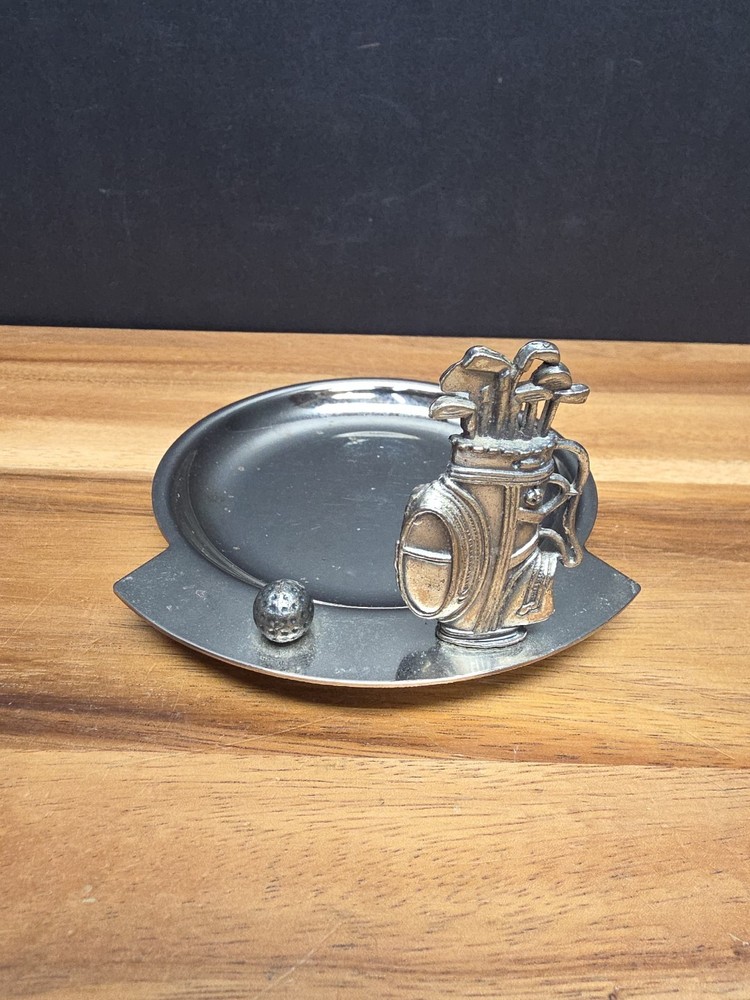 Silver Trinket Dish - Golf Bag And Ball - Felt Bottom