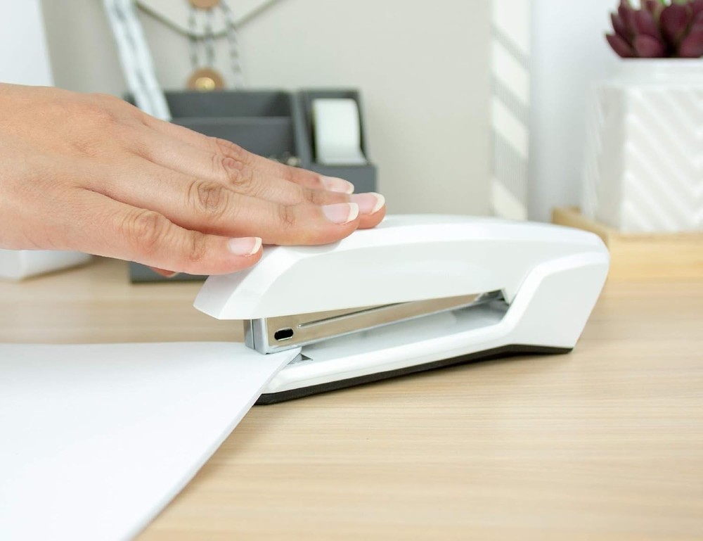 Lightweight Elegant Office Stapler with Visual Alert & Staple Storage, 20 Sheets