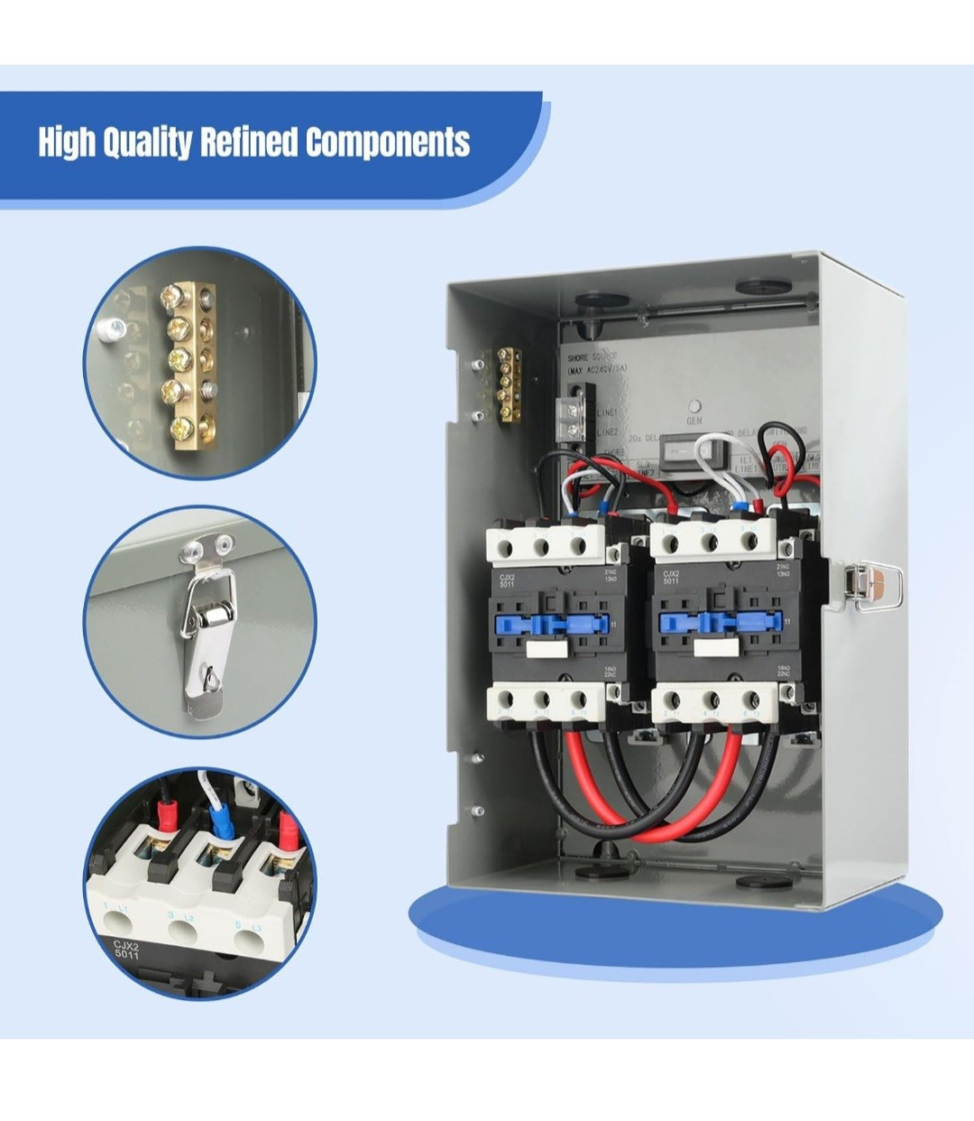 50 Amp RV Automatic Transfer Switch, 120/240 VAC Safety Power Monitoring Switch