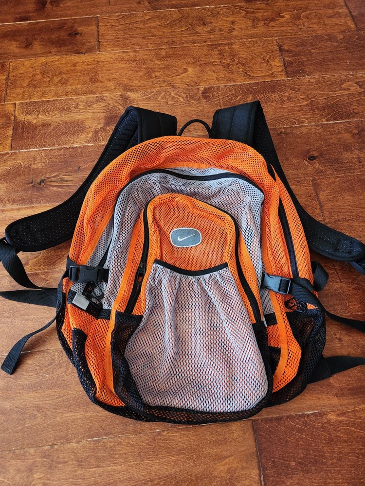 Nike Orange Mesh Training Backpack. Vintage