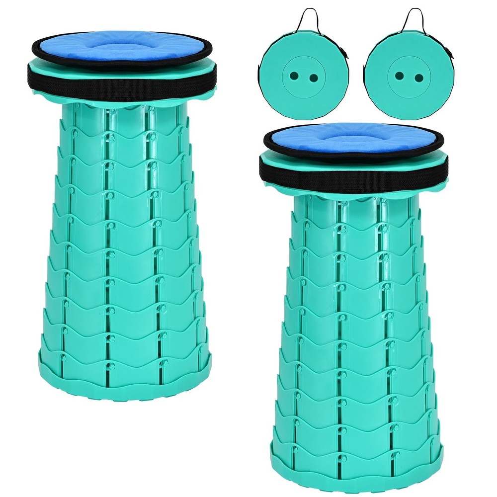 2 Pack Upgraded Collapsible Stool Folding Stool with Cushion,Retractable Fold...