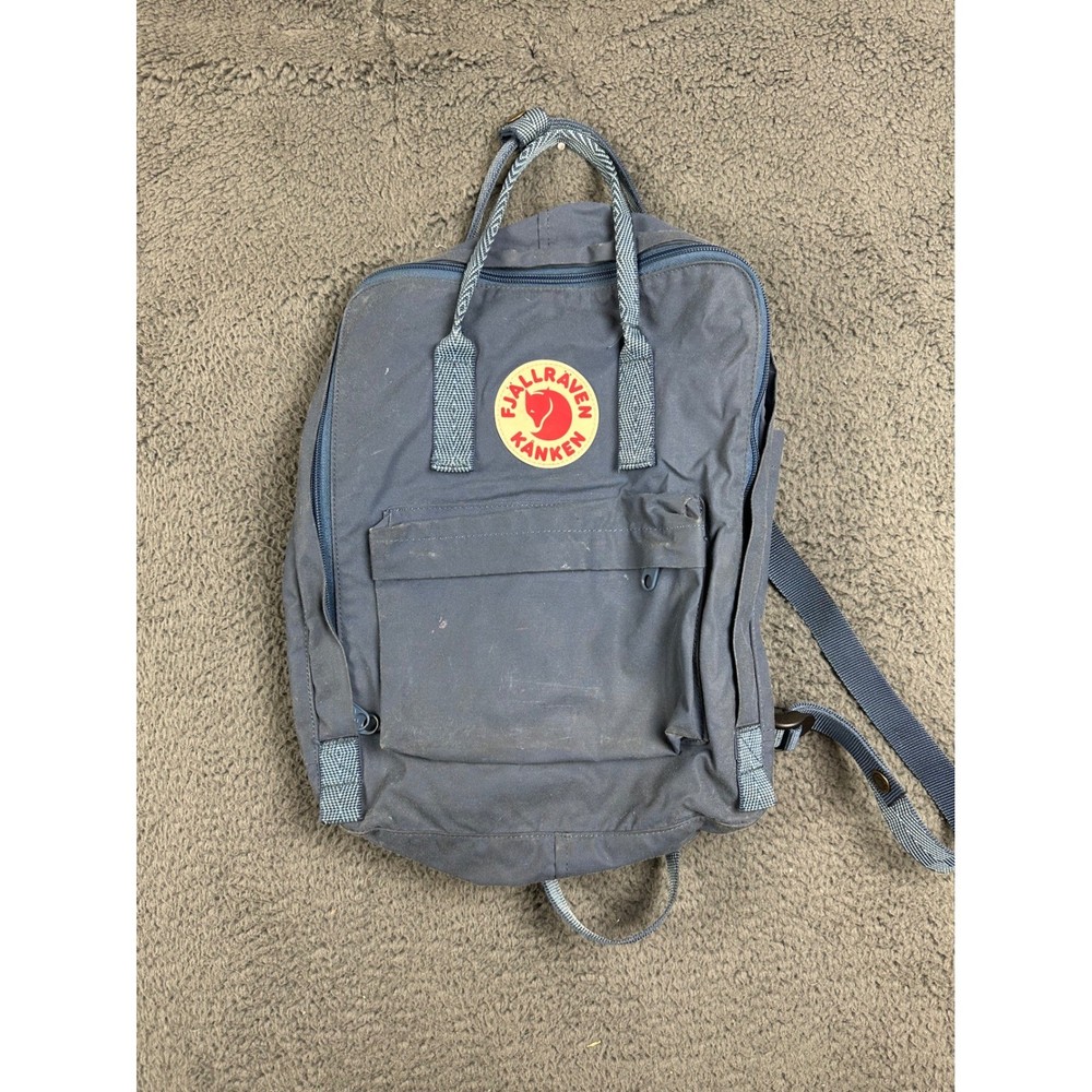 Fjallraven Kanken Classic Backpack Blue Patterned Straps 23510 Daypack Bag
