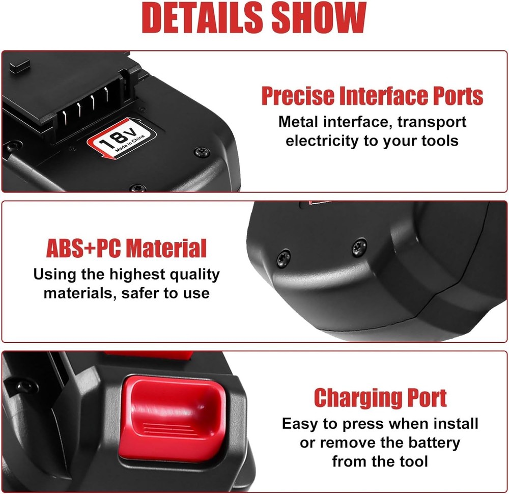 2Pack 18V 4.5Ah Replace Battery for Porter Cable PC18B 18-Volt Cordless Tools