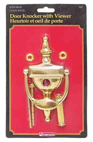 (5 Pack) Door Knocker With Viewer Solid Polished Brass 6 inch AM-5343