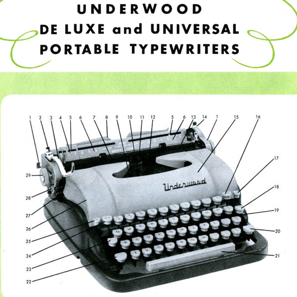1950s Underwood Universal Typewriter User Instruction Manual.