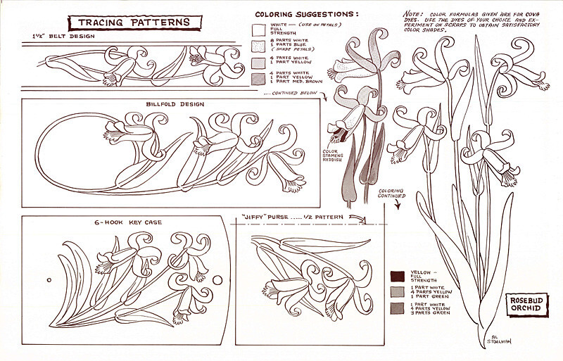 Leather Craft Doodle Pattern ROSEBUD ORCHID