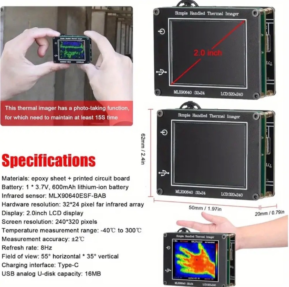 2-inch Compact Small Digital Infrared Thermal Temperature Viewer Camera