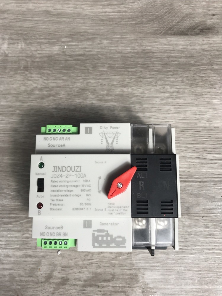 100A Automatic Transfer Switch Dual Power 2P Power Generator Changeover Switch