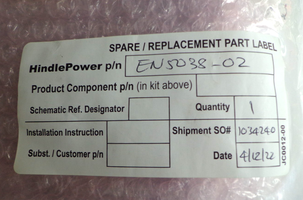 HINDLEPOWER EN5038-02 Spare/Replacement part, NEW!!