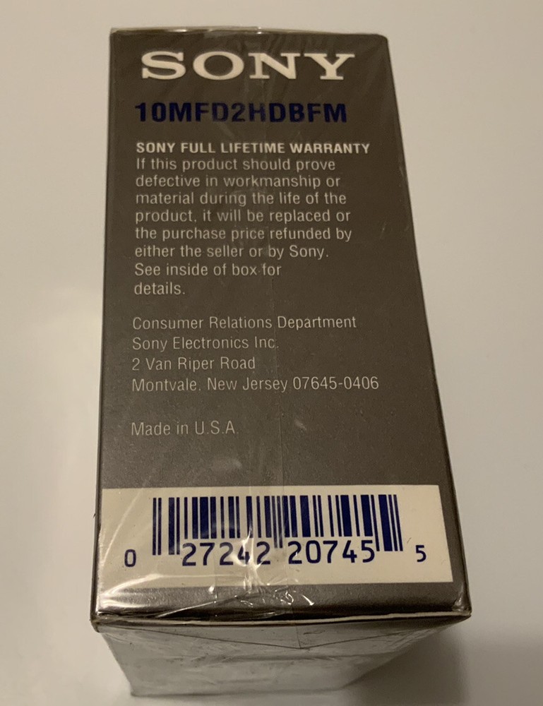 Sealed 10-Pack Sony 3.5" Micro Floppy Disks - MFD-2HD- Mac Formatted