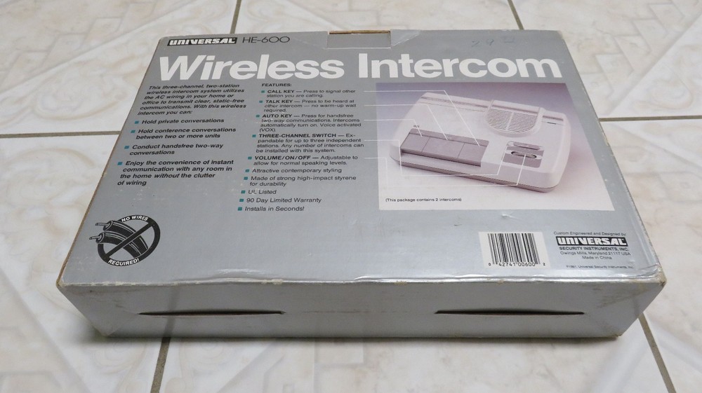 NEW Universal (Model HE-600) Wireless Intercom - Set of 2