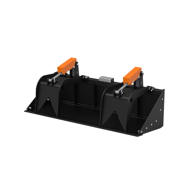 72'' Bucket Dual Cylinder Grapple Solid Bottom Quick Attach Landhonor Attachment