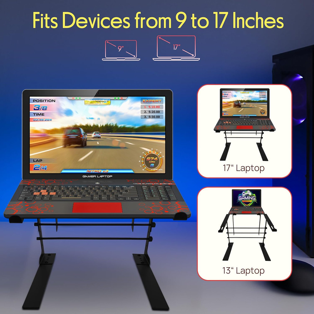 Portable Dual Laptop Stand - Standing Table with Adjustable Height, Ergonomic De