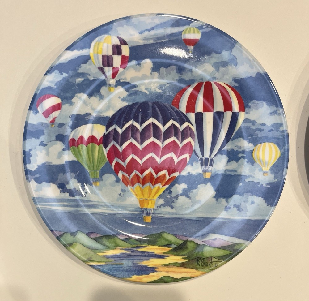 Two Sakura Evolution Melamine Hot Air Balloons Salad / Side Plate 8.5" Diameter
