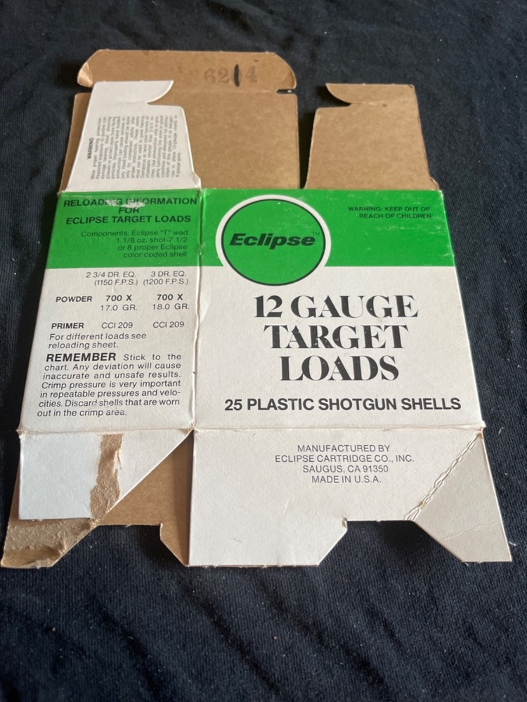 Lot of 3 Eclipse 12ga. empty shot shell boxes