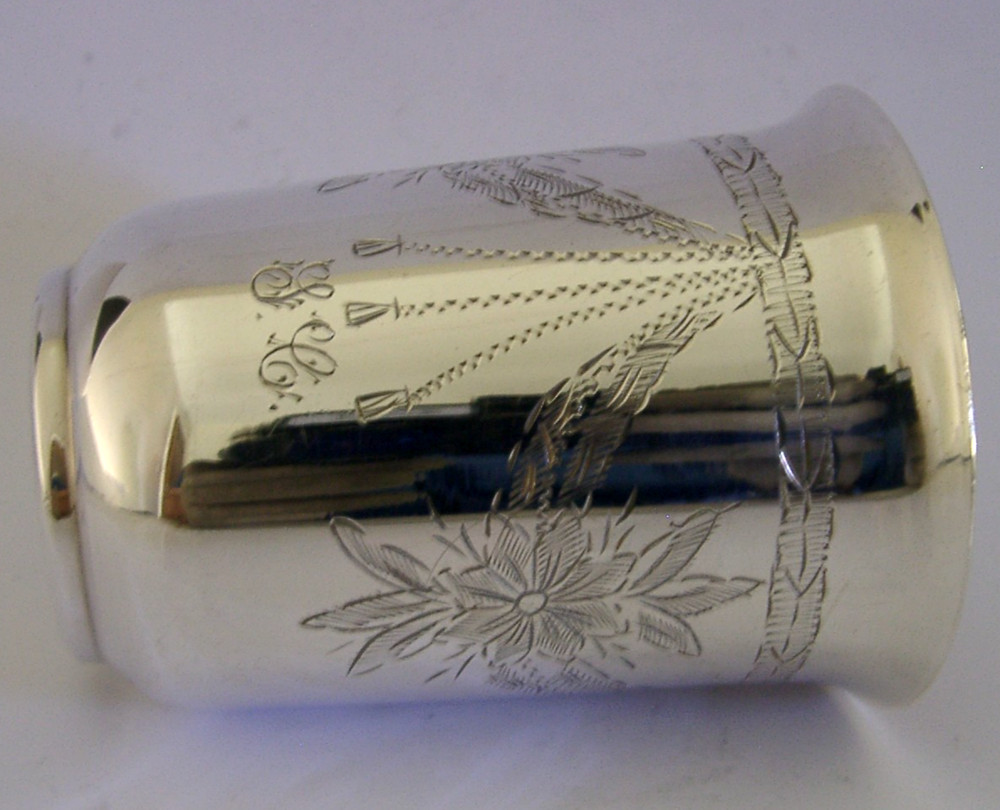 ENGLISH IMPORT SOLID STERLING SILVER BEAKER CUP 1961 BAREWAR 108g