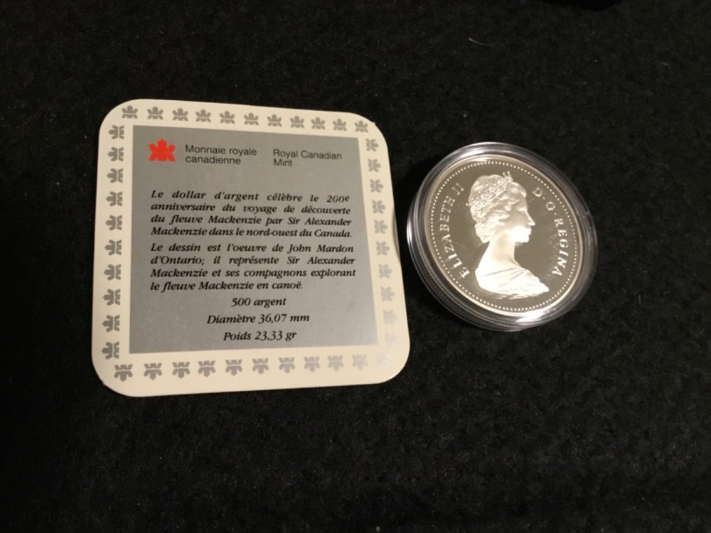 1989 Canada Mackenzie River Silver Commemorative Proof Dollar